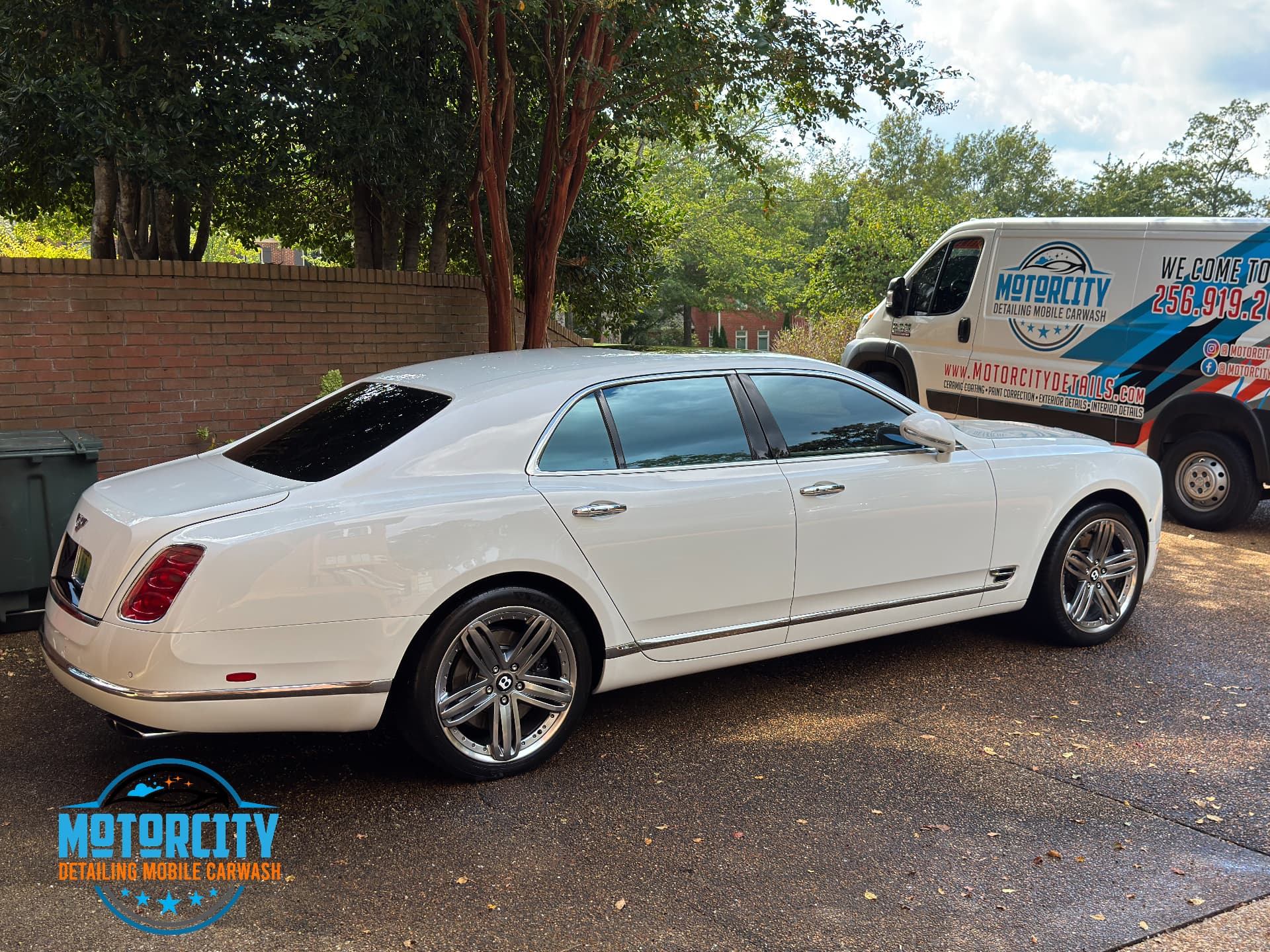 White Bentley Mulsanne with a protected, glossy coated finish