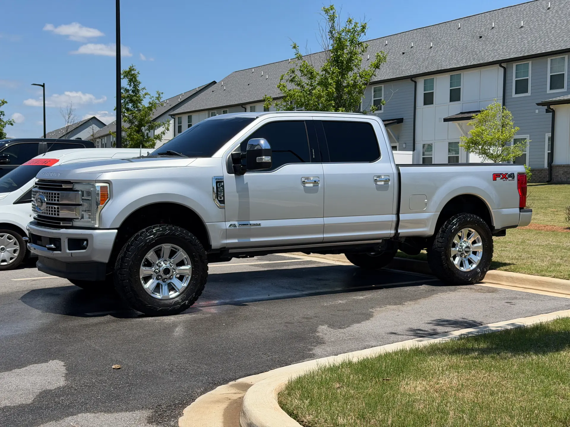 White Ford F-250 Platinum pickup after a complete exterior wash and wax