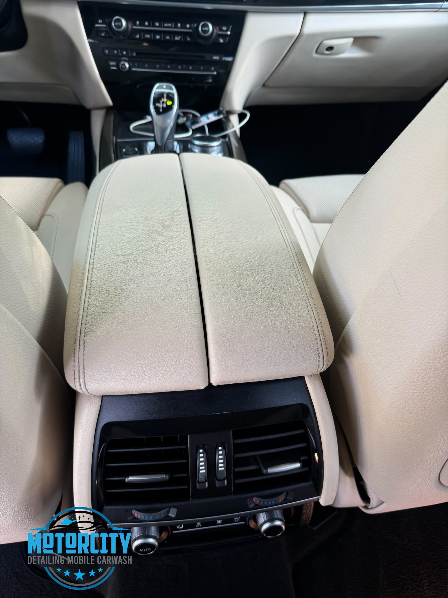 Cleaned and conditioned leather interior after detailing